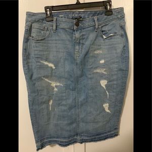 Lane Bryant light distressed denim skirt
